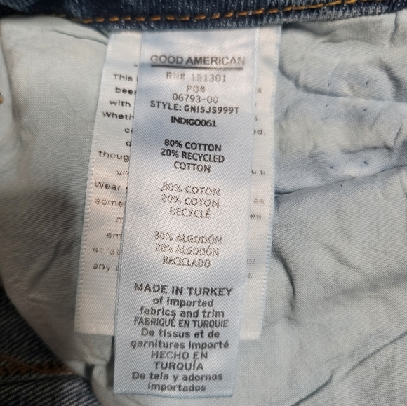 NWT Good American Good 90s Slim Ripped Knee Straight Jeans in Indigo - Picture 9 of 14